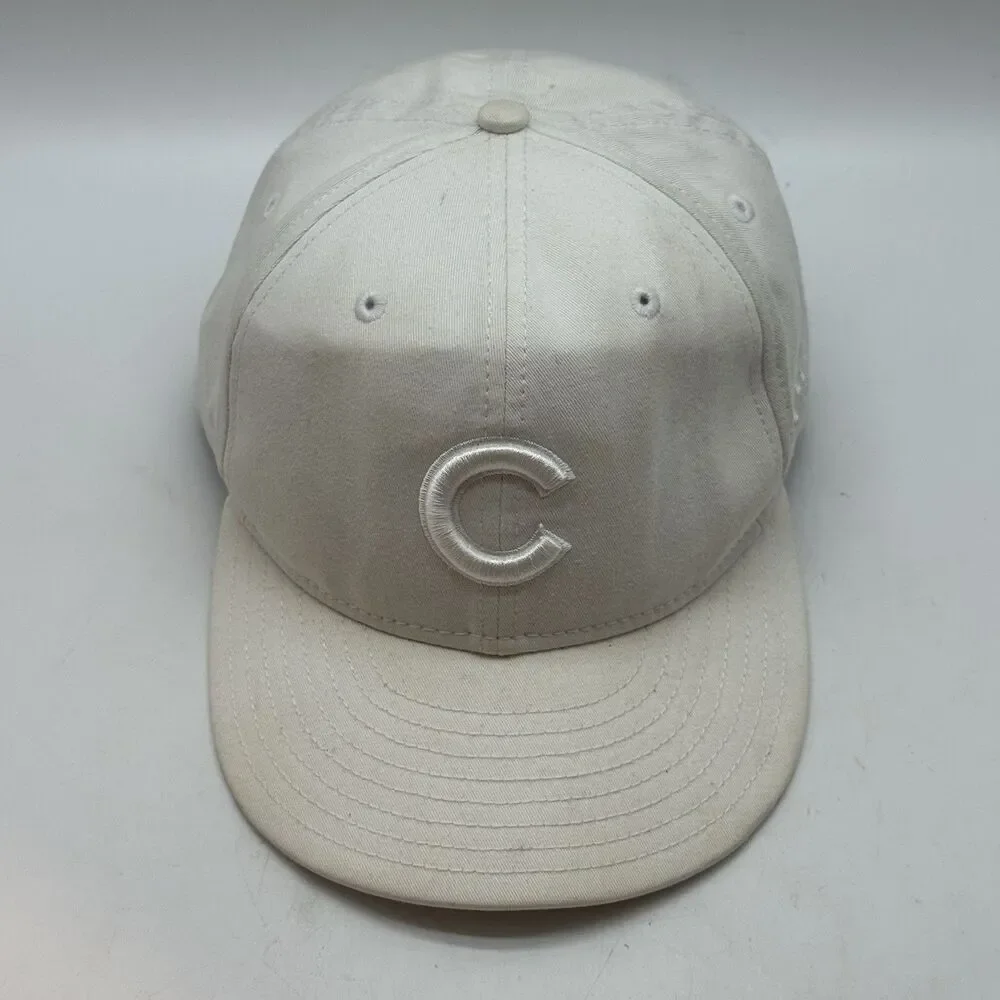 Chicago Cubs MLB Baseball Cap Fitted 7.25 White on White New Era 59Fifty Hat GM